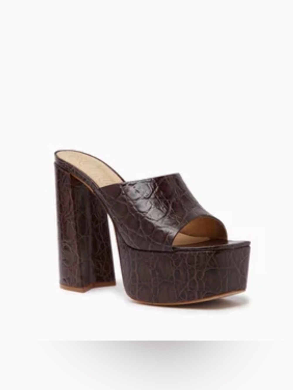 Schutz Darah Platform Mules in Crocodile-embossed Leather - Picture 4 of 16